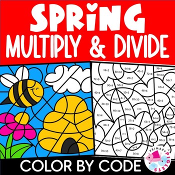 Preview of Spring Summer Color by Number Code Multiplication and Division Coloring Pages