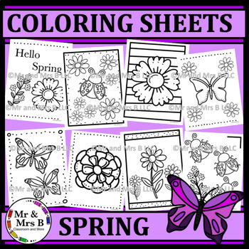 Preview of Free Spring Coloring Sheets | Flowers | Ladybug | Butterflies {Mr and Mrs B}
