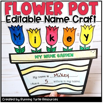 Preview of Spring Flower Name Craft, Spring Bulletin Board, Name Recognition Activity