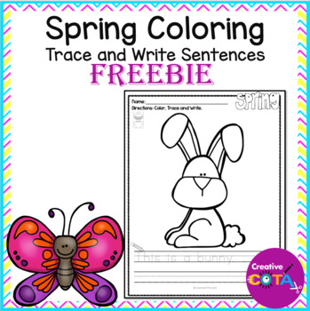 Preview of Free Spring Occupational Therapy Coloring Pages Trace & Write a Sentence
