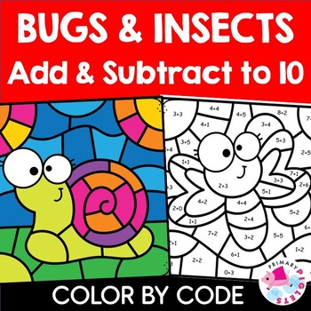 Preview of SPRING SUMMER Color by Number Code Addition Subtraction Within 10 Coloring Pages