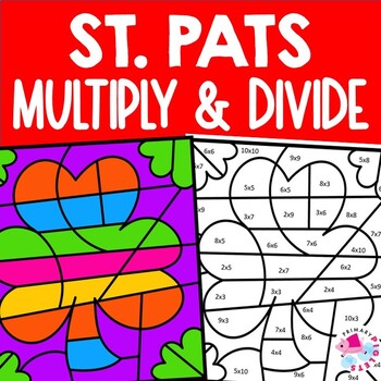 Preview of St. Patrick's Day Color by Number Code Multiplication and Division Practice Math