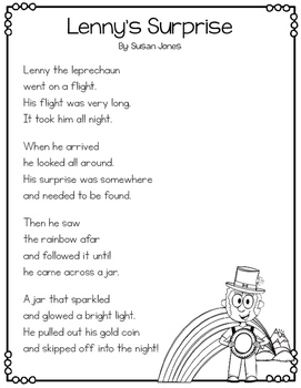 Free St. Patrick's Day Comprehension and Poem by Susan Jones | TPT