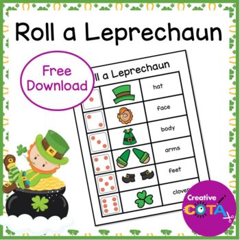 Preview of Free St. Patrick's Day Math Center Game Draw a Leprechaun-Coloring Page Activity