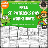 Free St. Patrick's Day Math Literacy Worksheets PreK Kinde