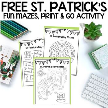 Preview of Free St. Patrick's Day Mazes | Print and Go St. Patrick's Day Activity