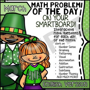 Preview of FREE St. Patrick's Day & Spring SmartBoard Math Problem of the Day: Sample