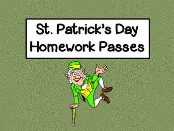 Preview of Free St. Patrick's Day Homework Passes!