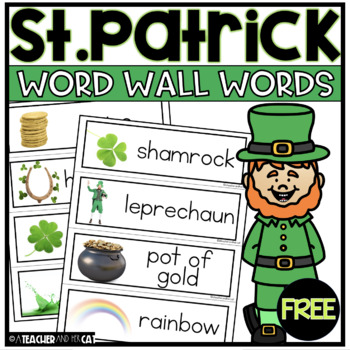 Preview of Free St Patricks Day Word Wall with Real Photos