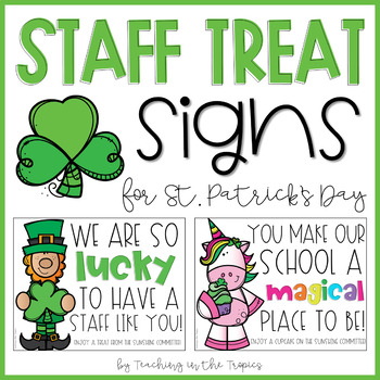 Preview of Free Staff Sunshine Treat Signs for St. Patrick's Day