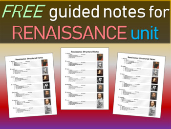 Preview of Free Structured Notes for Renaissance Unit PowerPoint