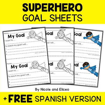 Preview of Superhero Goal Setting Worksheet Template for Students