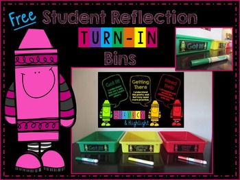 Preview of Free Student Reflection Turn-In Bin Labels and Poster