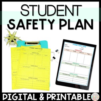 Preview of Free Student Safety Plan Form Suicide Prevention Digital and Printable