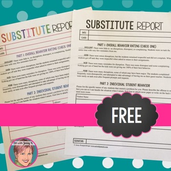 Preview of FREE Substitute Form | Great for Substitute Emergency Binders or Sub Plans