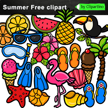 Preview of Free Summer Clip Art commercial use/ Beach summer Clipart for commercial use