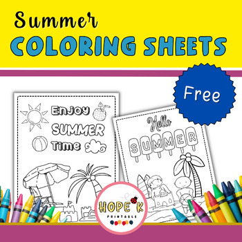Free Summer Coloring Sheets │End of Year Activities by Hope K printable
