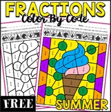 Free Summer Fractions Color by Number Worksheets - Summer 