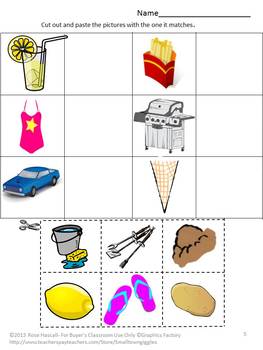 free summer fun packet cut and paste worksheets kindergarten special education