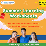 Free Summer Learning Printable Worksheets for Grades 10 to