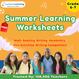 Free Summer Learning Printable Worksheets for Grades 6 to 7