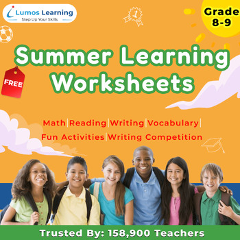 Preview of Free Summer Learning Printable Worksheets for Grades 8 to 9