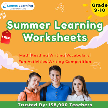 Preview of Free Summer Learning Printable Worksheets for Grades 9 to 10