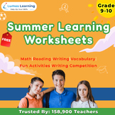 Free Summer Learning Printable Worksheets for Grades 9 to 10