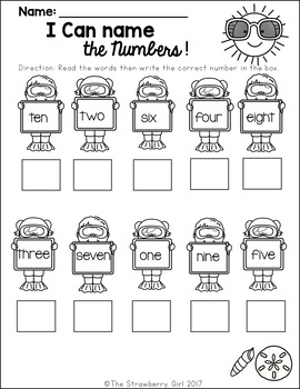 free kindergarten math worksheets summer by the strawberry girl