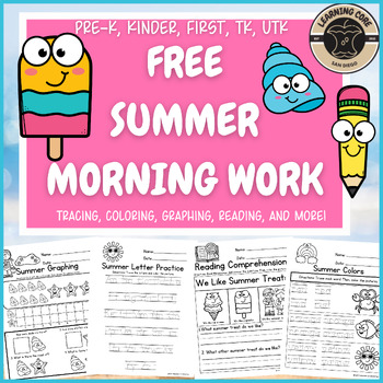 Preview of Free Summer School Packet PreK Kindergarten First Grade TK Special Ed Summer