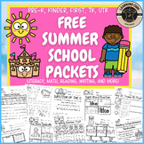 Free Summer School Reading Math Literacy Packet PreK Kinde