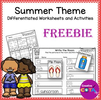 Preview of Free Occupational Therapy Summer Writing & Math Center Worksheets & Activities