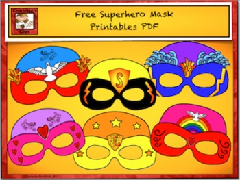 Preview of Free Superhero Masks Printables by Charlotte's Clips