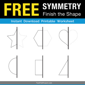 Preview of Free Symmetry Drawing Worksheet - Basic Shapes - Line of Reflection