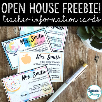 Preview of Meet the Teacher Template Free Editable Information Cards - Open House