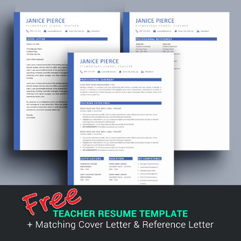 Preview of Free Teacher Resume Template and Cover Letter
