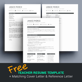 Free Teacher Resume Template and Matching Cover Letter for