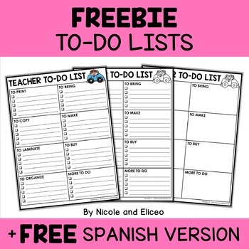 Preview of FREE Teachers To Do List Template + Spanish