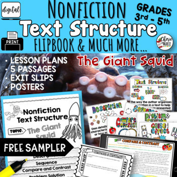 Preview of Free Text Structure Worksheets Nonfiction Text Structure RI3.8 4.5 5.5 