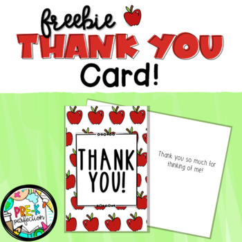 Free Thank You Card! by Pre-K Perfection | TPT