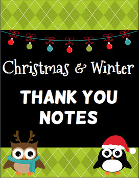 Preview of Christmas & Winter Thank You Notes - FREE