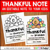 Free Thankful Note for Your Students (Editable)