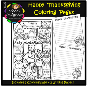 DOLLAR DEAL - Thanksgiving - Coloring Page and Writing Papers (School ...