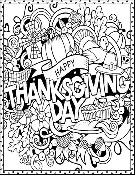 Free Thanksgiving Doodle Coloring Pages | Creative Holiday Fun by Qetsy