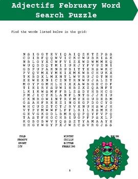Preview of Free Thanksgiving February-Themed Adjectives Word Search Puzzle Adventure