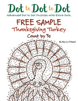 Preview of Skip count by 3 Thanksgiving Turkey Free Dot to Dot
