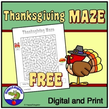 Preview of Free Thanksgiving Maze with Easel Activity