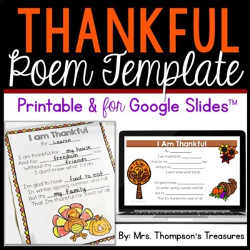 Download Free Thanksgiving Poem Template by Mrs Thompson's Treasures | TpT