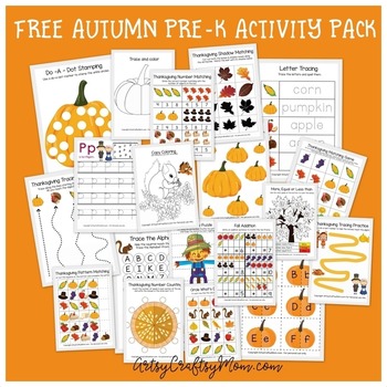 Preview of Free Thanksgiving Printable Preschool Activity Pack