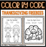 Thanksgiving Activities Free Color by Code (Number & Sight Words)